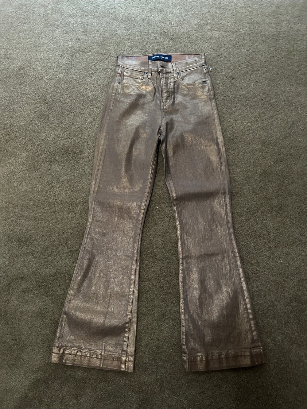 Veronica Beard Women’s  Metallic Taupe Flare Jeans